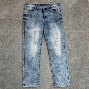 Southpole Skinny Jeans Mens 36x30 Blue‎ Excellent Acid Wash Distressed Denim